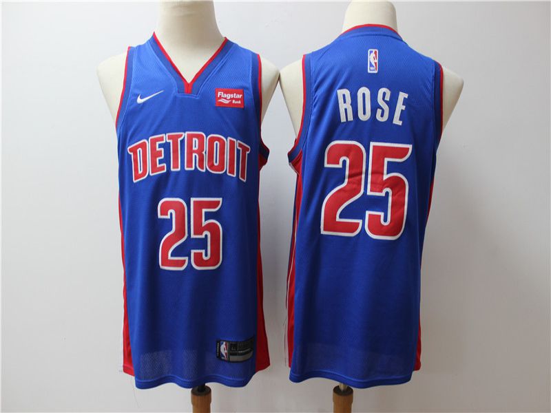 Men Detroit Pistons 25 Rose Blue Nike Game NBA Jerseys